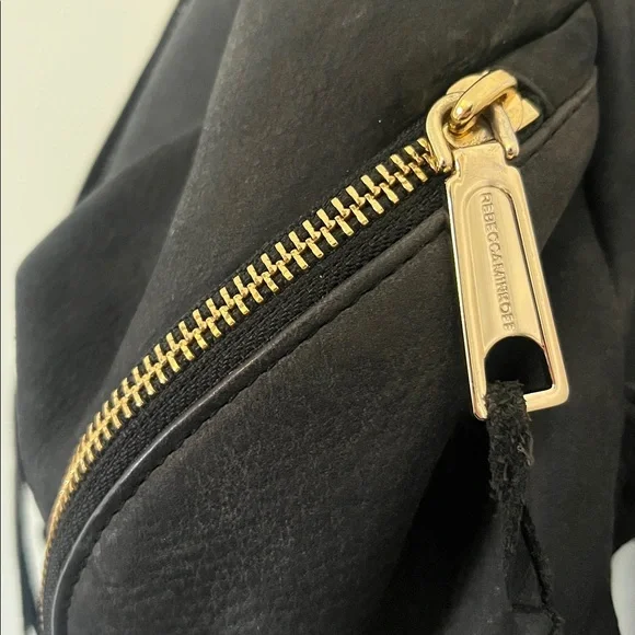 Rebecca Minkoff Julian backpack soft black suede leather and gold hardware - Picture 2 of 9